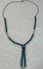 Vintage Lot Southwest Beaded Jewelry Turquoise Heishi Necklace Buckskin Bag Pair