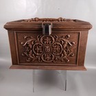 Vintage Max Klein Faux Wood Victorian Ornate Scroll Plastic Craft Sewing Box