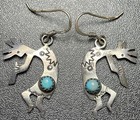 Vintage Sterling Silver Kokopelli Turquoise Earrings Southwest Native American