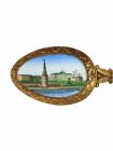 Mockba Moscow Russia Souvenir Collector Spoon 5 25  Goldtone Enamel Scene Vtg