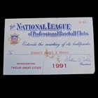 National League All Ballparks 1991 Season Pass Umpire Edward Sudol