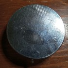 Vintage Ornate Silver Tone Trinket Pill Box Blonde Model With Saying Nice 