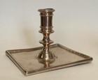 Ca  1690 Antique Late 17th Century Spanish Brass Candlestick  Nice Copper Luster