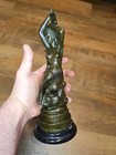 Art Nouveau Bronze Woman Moon Nude Sculpture Statue