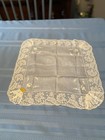 Vintage White French Val Lace Handkerchief  New With Tags