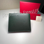 Cartier Green Leather Bifold Wallet Silver Corner Accent Luxury Vintage