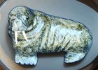 Vtg Signed Artist Osuitok Ipeelee Inuit Soapstone Basking Walrus Sculpture 