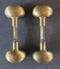 Antique Vintage Brass Door Knobs Oval Set Of 2