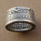 Handmade Crafted Rare Coin Ring With Hobo Dollar Silver Plated  Size 8-16    24