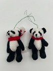 Lot Of 9 Miniature Jointed Teddy Bear Panda Christmas Ornaments Plush 3 