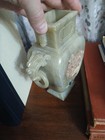 Intricate Antique Or Vintage Hand-carved Jade Hu Vase W  Dragon Handles