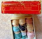 Vtg J p Coats Handy Sewing Kit 8 Spools Thread Original Box 2 Needles Thimble