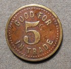 Denver  co   Heilmon   s Cigar Store  1039 15th St    Good For 5c In Trade  Brass