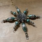 Vintage Antique Style Glass   Tinsel Snowflake Ornament 7 5    Reproduction
