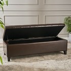 Santa Rosa Brown Tufted Leather Storage Ottoman Bench