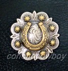 Set Of 6 Western Saddle Antique Gold Horse Shoe Berry Conchos 1-1 4  Screw Back