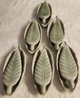 Vtg Japanese Celadon Ceramic Leaf Sushi Sauce Dishes   Chopstick Rests Set 12pc
