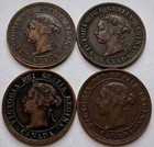 1890-h  1891  1892  1900-h Canada Large Cents F To Xf Details  4 Canadian 1c