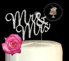 New Mr And Mrs Wedding Cake Rhinestone Topper Bling Party Decoration Silver Tone