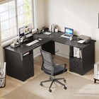 60 Inch L Shaped Desk With Power Outlets Corner Computer Desk With File Drawer