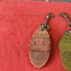 A7-vintage Antique  3  Hotel Motel Room Key Fobs With Skeleton Key 1920s-30s