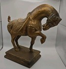 Large Vtg Mcm Chinese Tang Dynasty Bronze Glazed Ceramic Parade Horse Statue 12 
