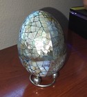 Mid-century Abalone Shell Mother Of Pearl Mosaic Inlaid Egg Figurine Statue