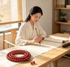 Red Agate Melon Bead 108 Mala Necklace Prayer Buddhist Meditation Vintagea500