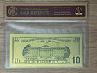 24k Gold Foil  10 Bill -  Gold Banknote With Coa  certificate Of Authenticity 