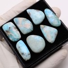 7 Pcs Natural Larimar Untreated 22mm-25mm Cabochon Loose Gemstone Wholesale Lot