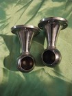 2 Vtg Nickel Brass Art Deco Glass Towel Rod Bar Ends Holders Brackets 