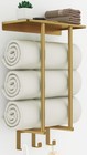Towel Rack With Metal Shelf And 3 Hooks  Towel Racks For Bathroom Wall Mounte   