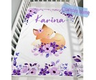 Personalized Baby Blankets With Name For Girl Boy Purple Flower For Newborn