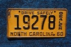 1960 North Carolina Dealer License Plate