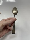 Antique 4 5    Sterling Silver Spoon With Hibiscus Design Vibe Leaves Dainty
