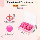 Roundness Push Pins  200 Pcs Thumb Tacks Decorative Pins  Rose Red
