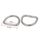 20mmx17mmx3mm 304 Stainless Steel Thickening Welded D Ring Silver Tone 2pcs