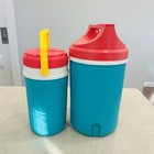 Vtg set Of 2 igloo Playmates 1 2 Gallon   1 Gallon Water Jug stamped    90 rare
