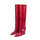 Winter Women s Buckle Long Boots Pointed Toe High Heels Fashion Oversized Boots