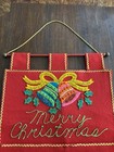 Vintage Finished Bucilla Red Felt Christmas Wall Hanging