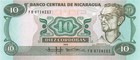 Nicaragua  10  Cordobas  1985  Series  F B  Uncirculated Banknote Es Z