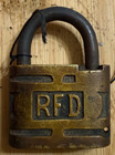 Vintage Brass Rfd Lock Co  Postal Service  mail  Padlock - With Key - Works  