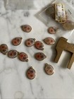 12 Vtg Guilloche Enamel 12x10mm Charms 
