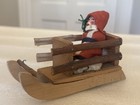 Antique Vintage German Santa In Wooden Log Sled Germany