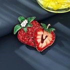 Sparkly Rhinestone Strawberry Brooch Flower Gold Pin Spring Summer Jewelry Gift