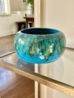 Mcm Jenkins Ceramics Usa Large Blue Green Drip Glaze Planter Pot Vintage