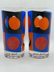 Signed Georges Briard Pair Highball Glasses Moon Circles Vintage Barware