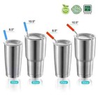 16 Pack Reusable Stainless Steel Straws With Silicone Tips Metal Drinking Straws