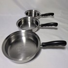 Vtg Vita Craft Penta Ply Nicromium Steel Sauce Fry Pans Made In Usa 3 Pc No Lids