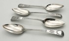 Set Of 4 George Iii Bright Cut Teaspoons Sterling Silver London 1800 I B